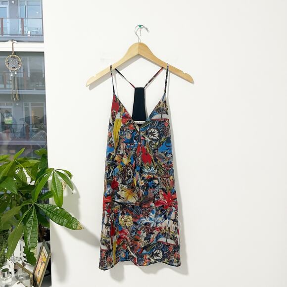 Alice + Olivia Bird Print Slip Mini Dress Size Small - Picture 1 of 8